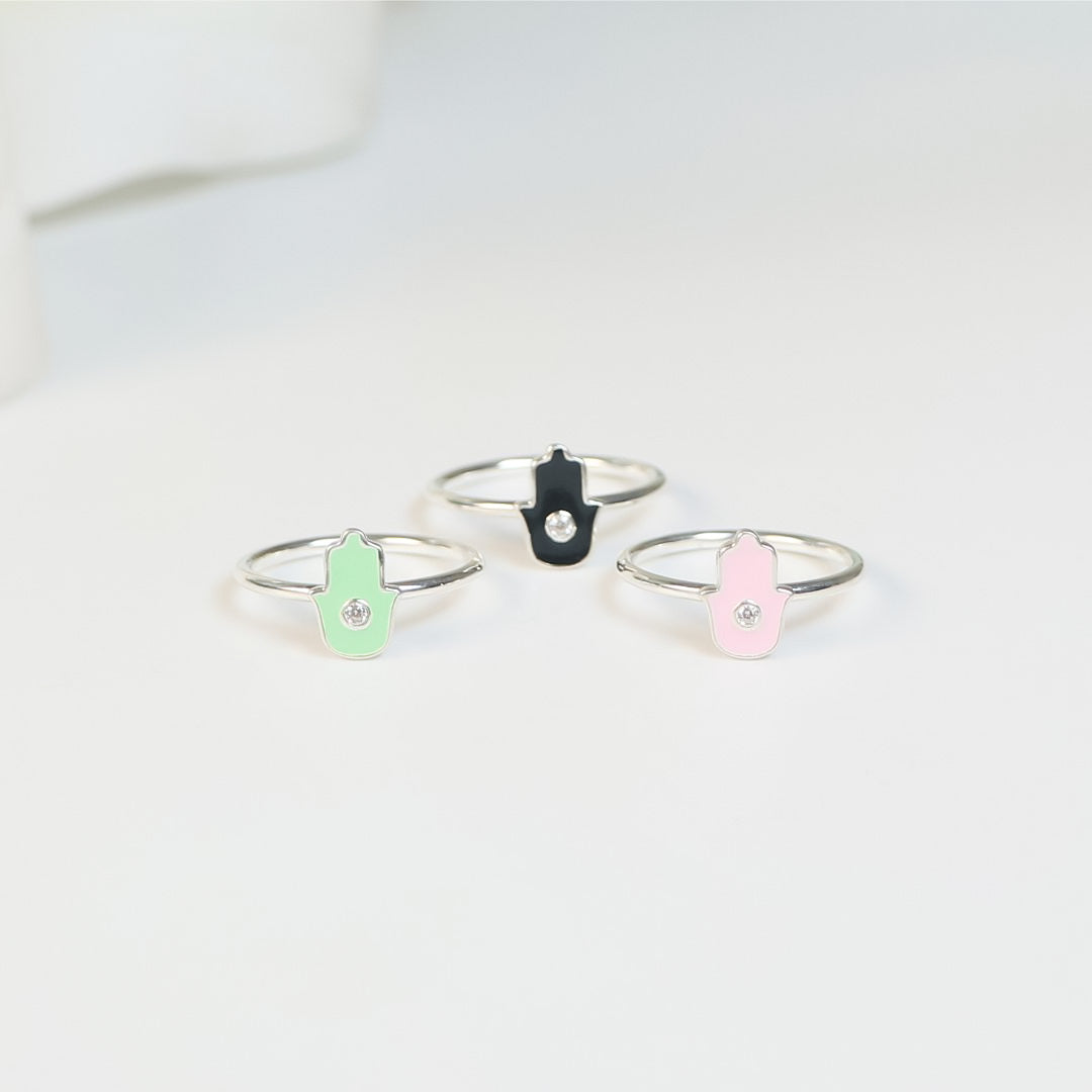 Hand of Hamsa Enamel Ring