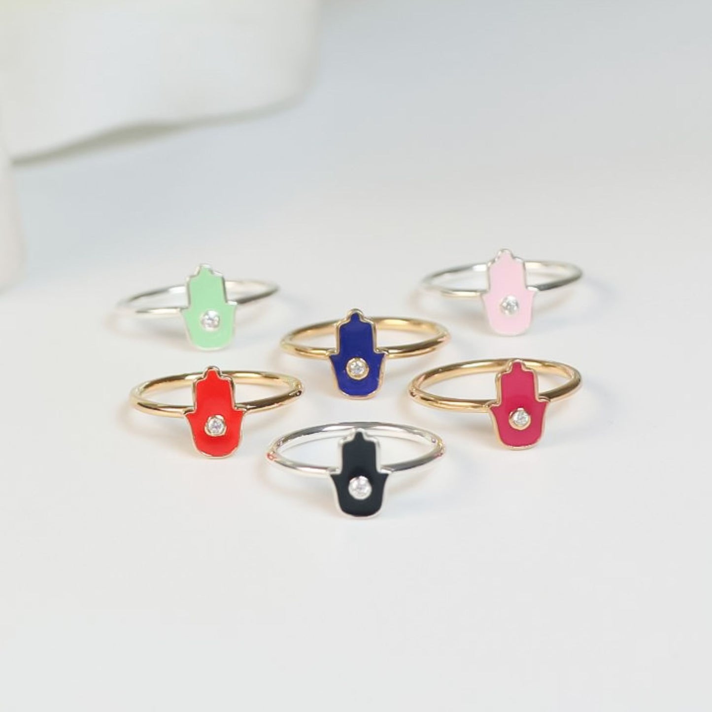 Hand of Hamsa Enamel Ring