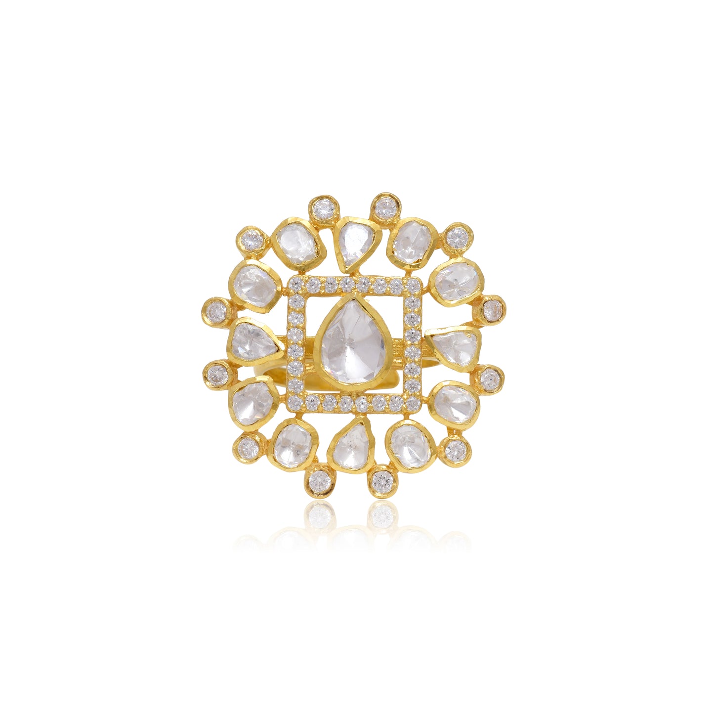 Moissanite Polki Cutwork Ring