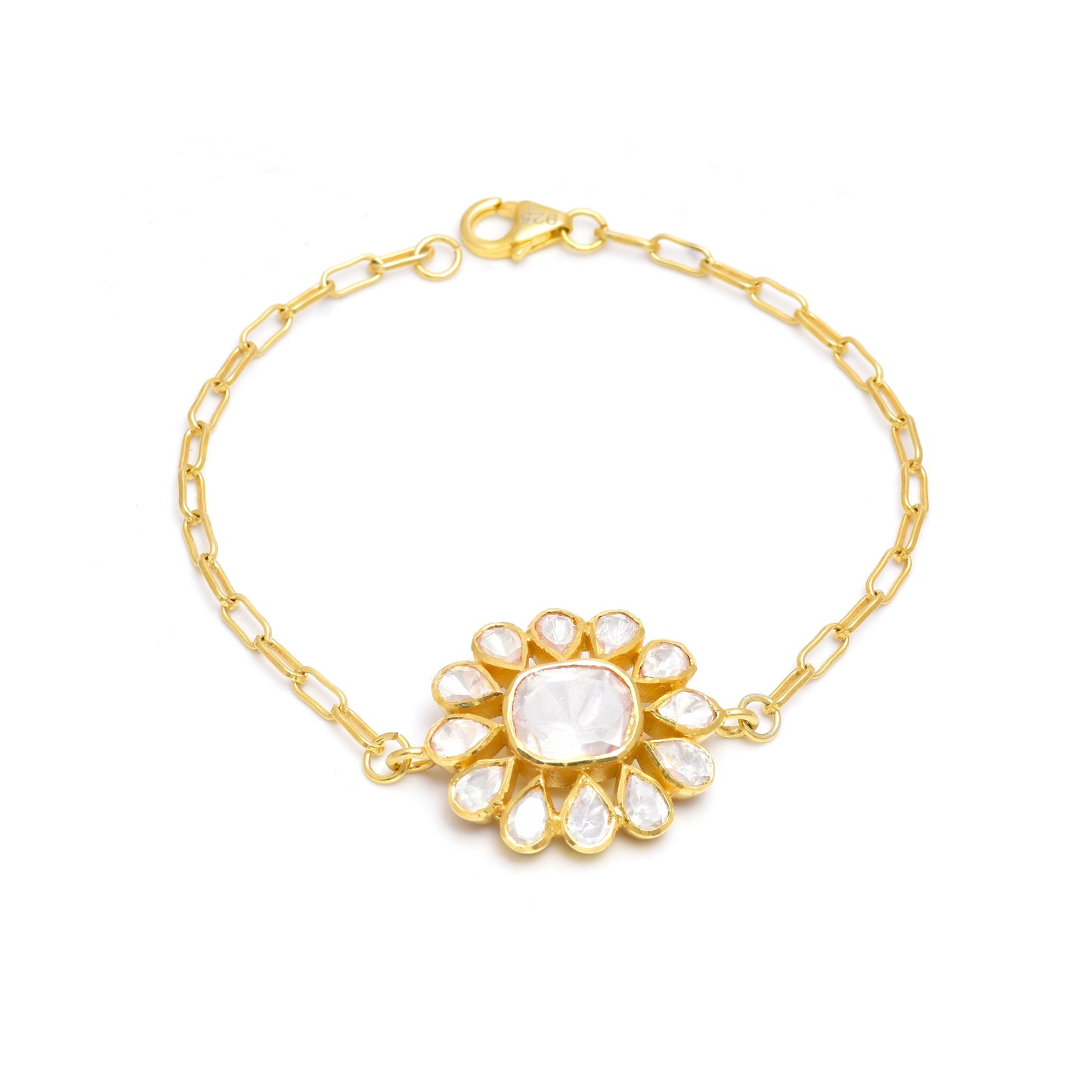 Moissanite Polki Flower Bracelet