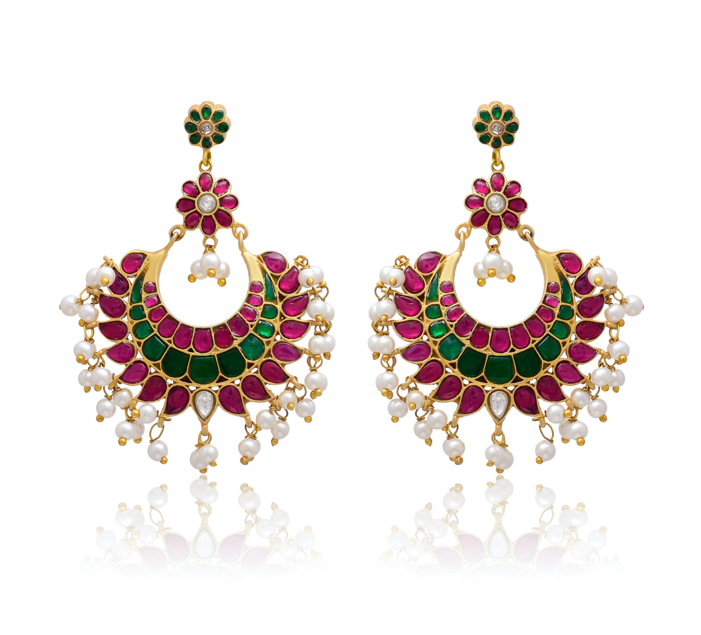 Kundan Meena Polki Earrings