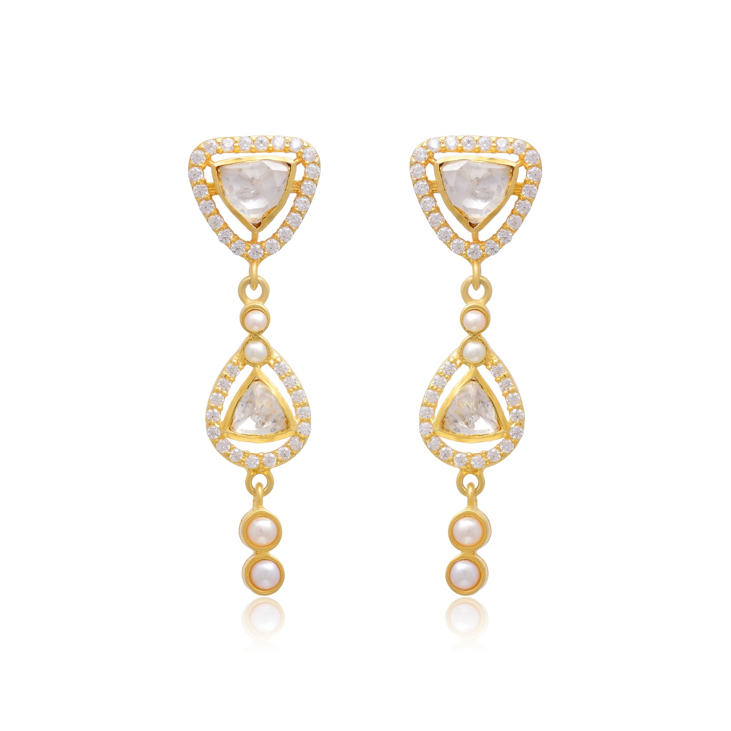 Moissanite Polki Long Danglers