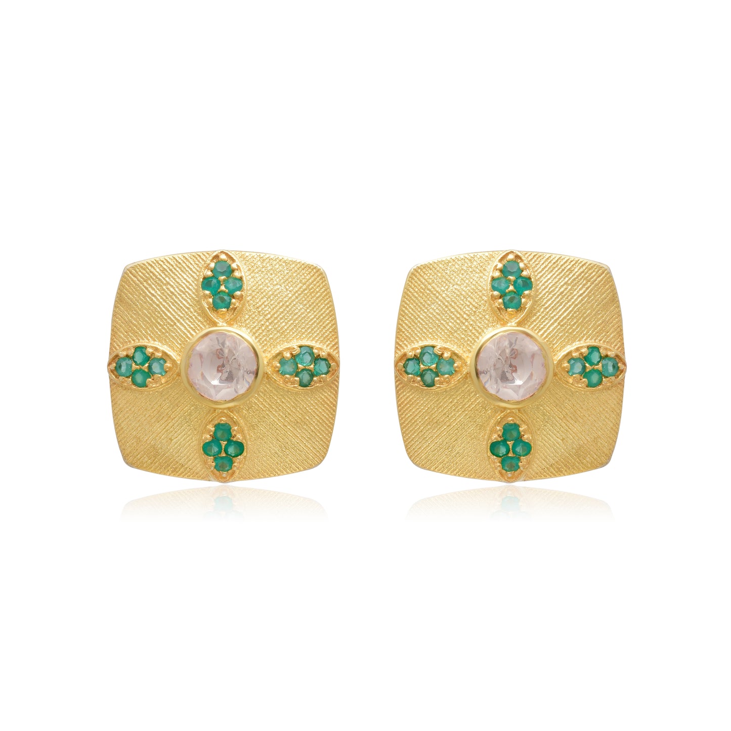 Moissanite Polki Green Studs