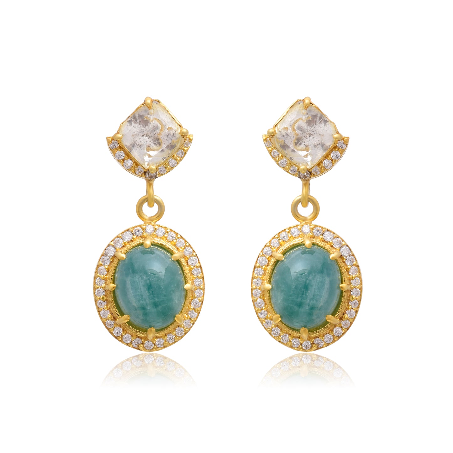 Moissanite Polki Drop Earrings