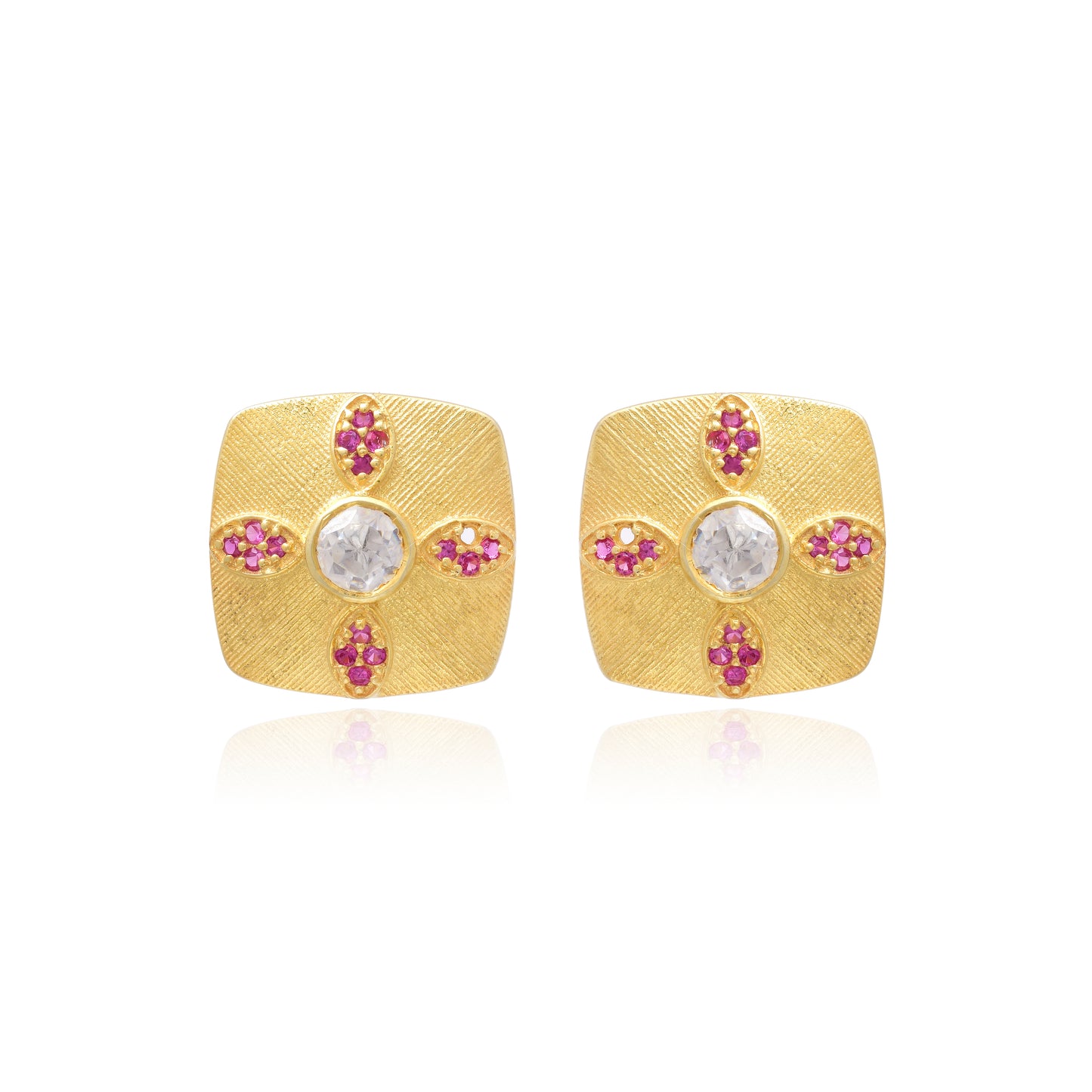 Moissanite Polki Red Studs