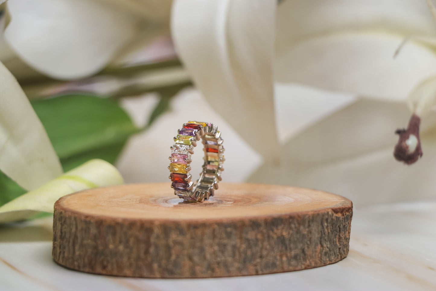 Silver Multicolour Eternity Band