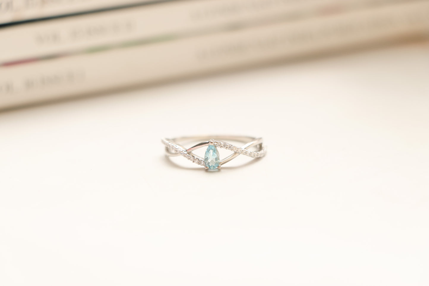 Single Stone Pear Blue Ring