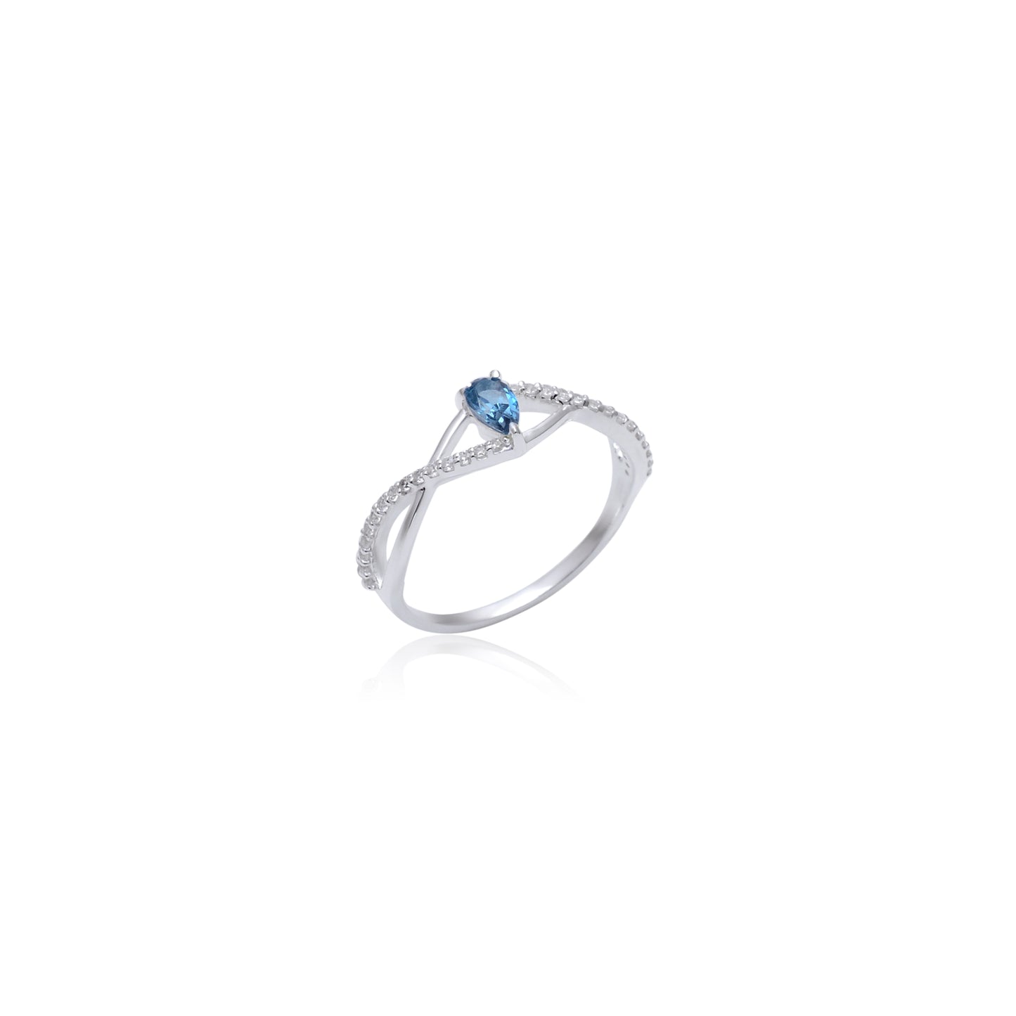 Single Stone Pear Blue Topaz Ring