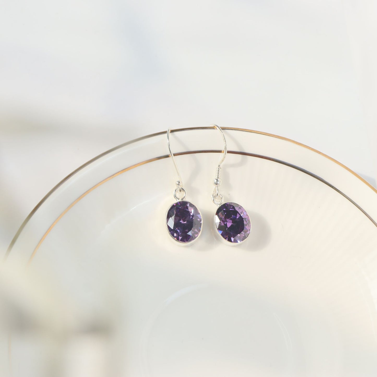Cubic Zirconia Purple Earrings