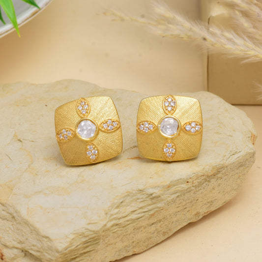 Moissanite Polki Studs