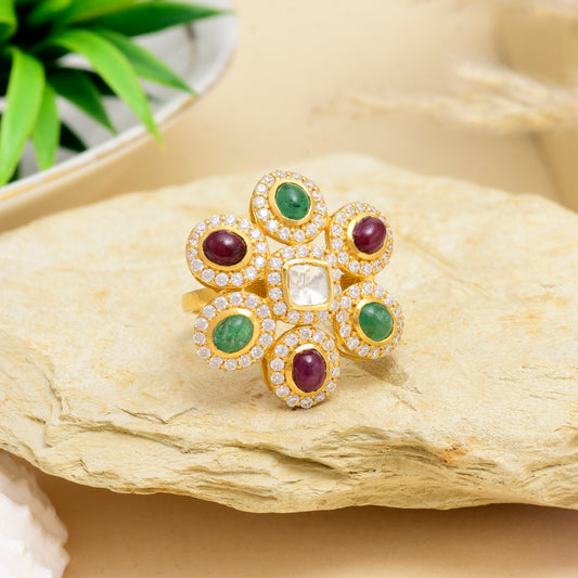 Moissanite Polki Cocktail Ring