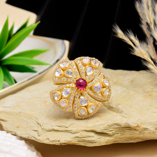 Moissanite Polki Classic Ring