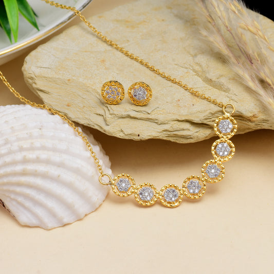Cubic Zirconia Gold Pendant Set