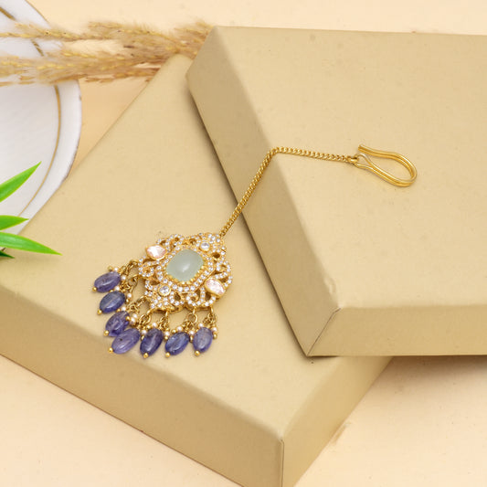 Moissanite Polki Maang Tika