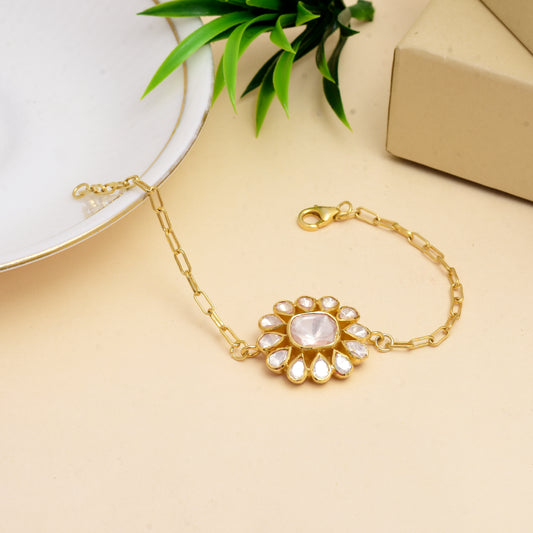 Moissanite Polki Flower Bracelet