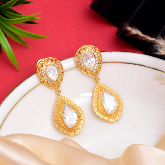 Moissanite Polki Jaali Work Danglers