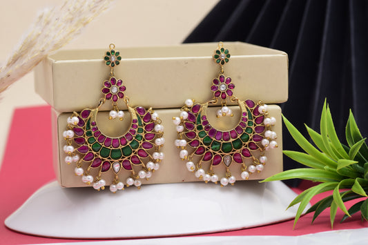 Kundan Meena Polki Earrings