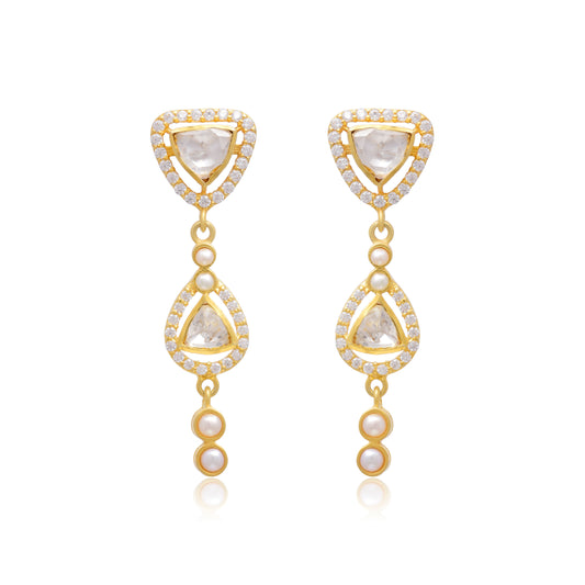 Moissanite Polki Long Danglers