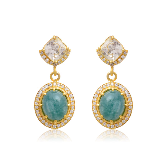 Moissanite Polki Drop Earrings