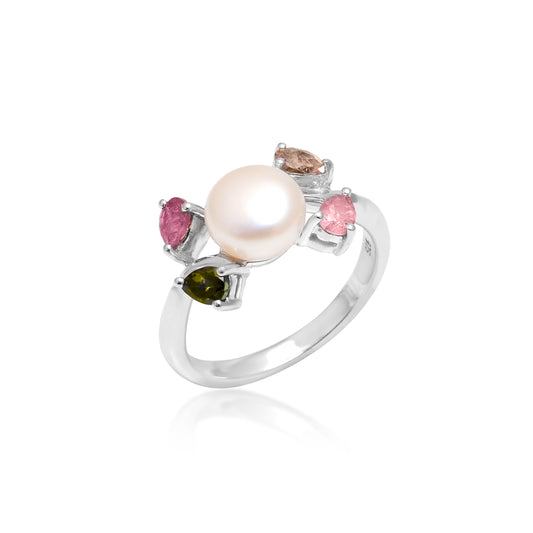Pearl Multi Tourmaline Ring