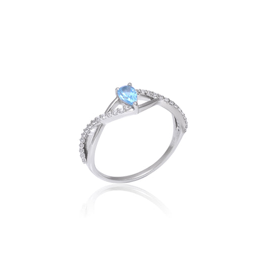 Single Stone Pear Blue Ring