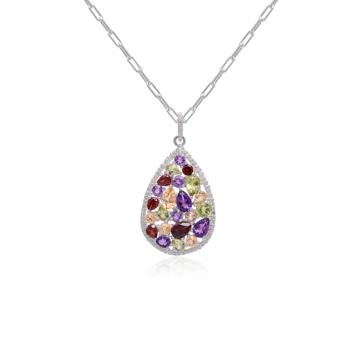 Multicolour Pear Pendant Set