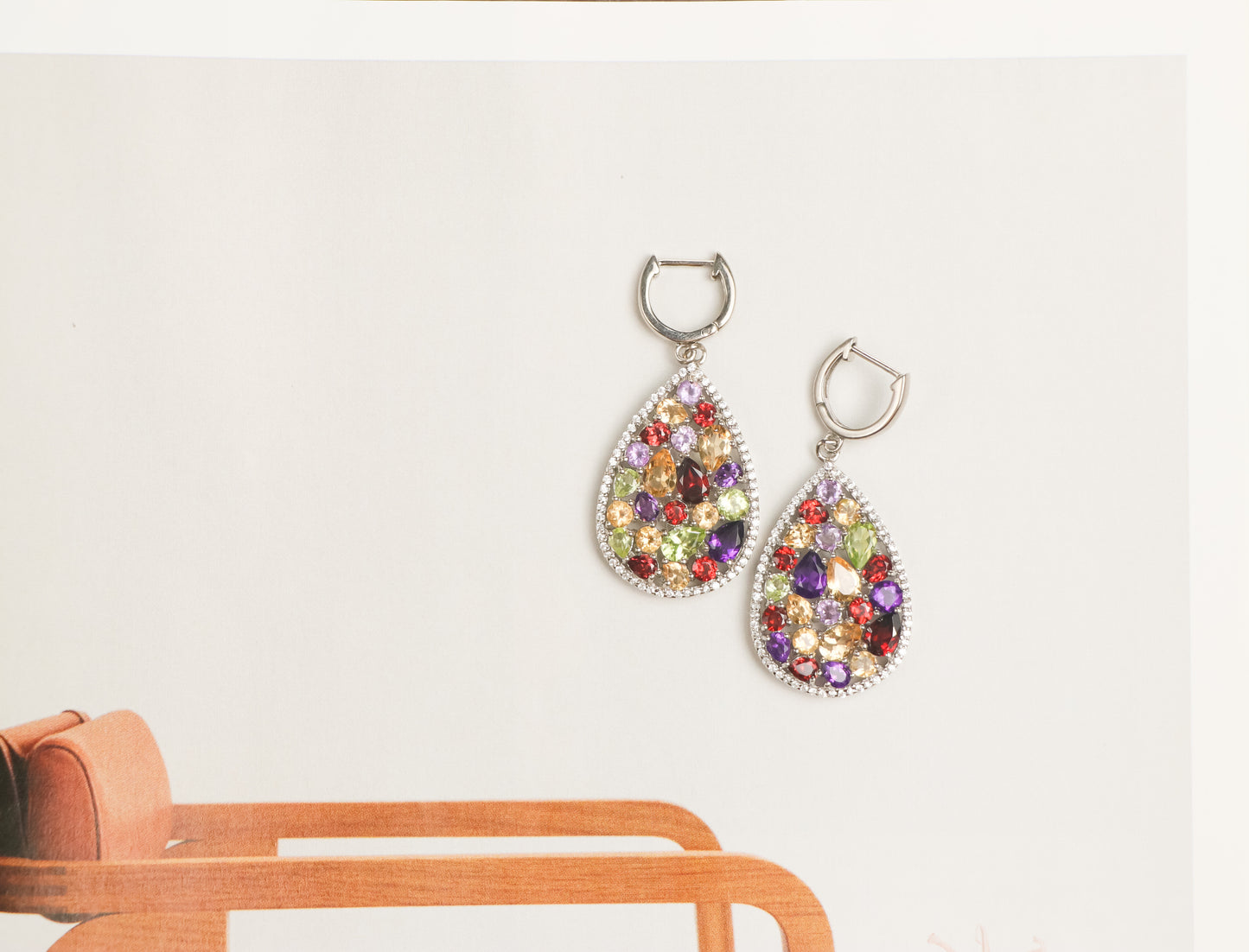 Multicolour Pear Pendant Set