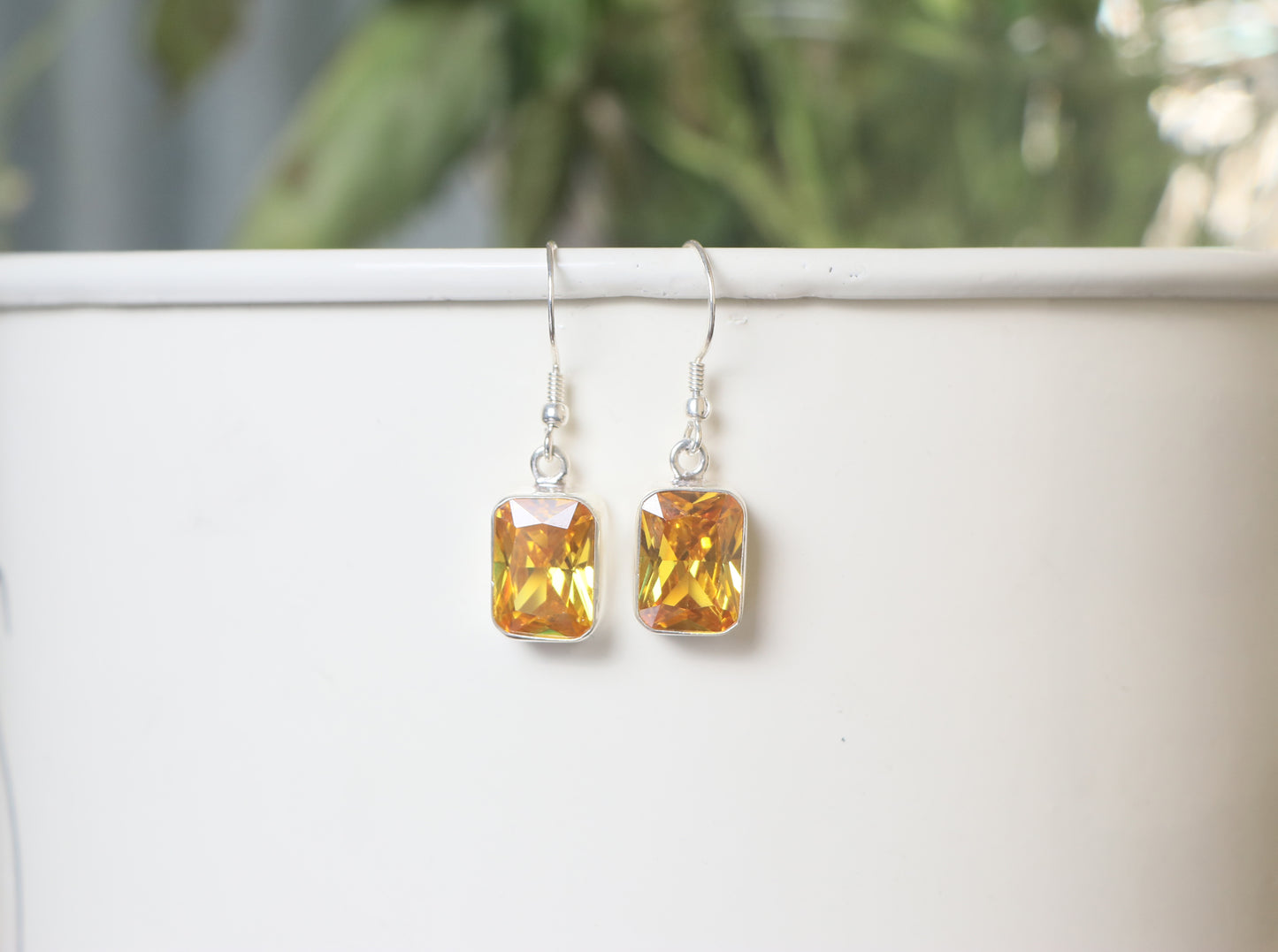 Cubic Zirconia Yellow Earrings