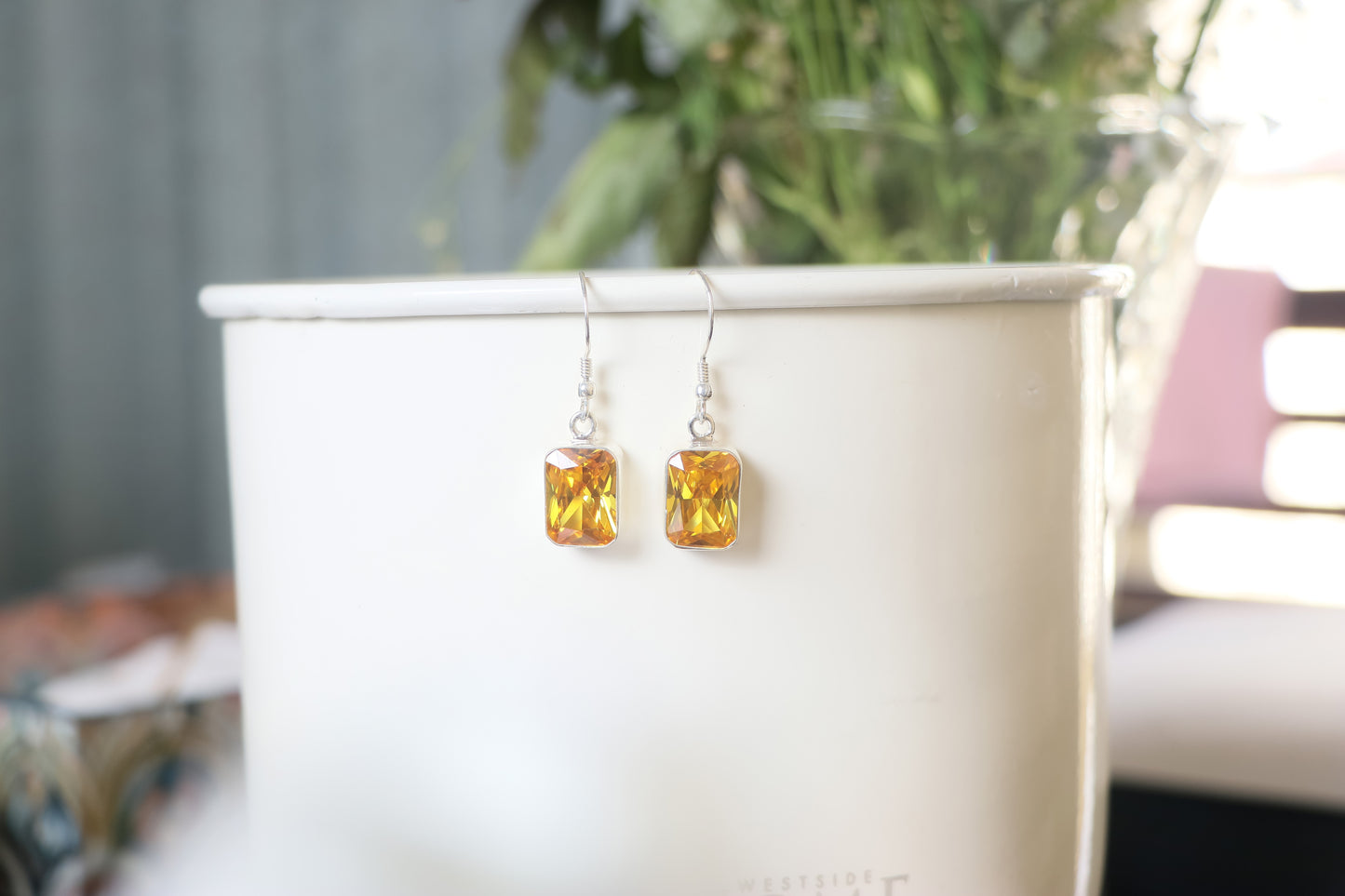 Cubic Zirconia Yellow Earrings