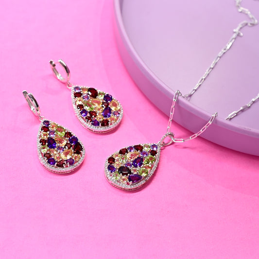 Multicolour Pear Pendant Set