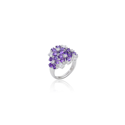 Amethyst Purple Floral Ring