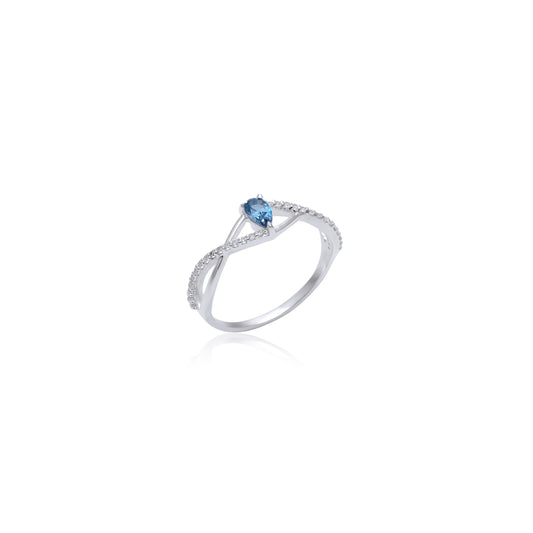 Single Stone Pear Blue Topaz Ring